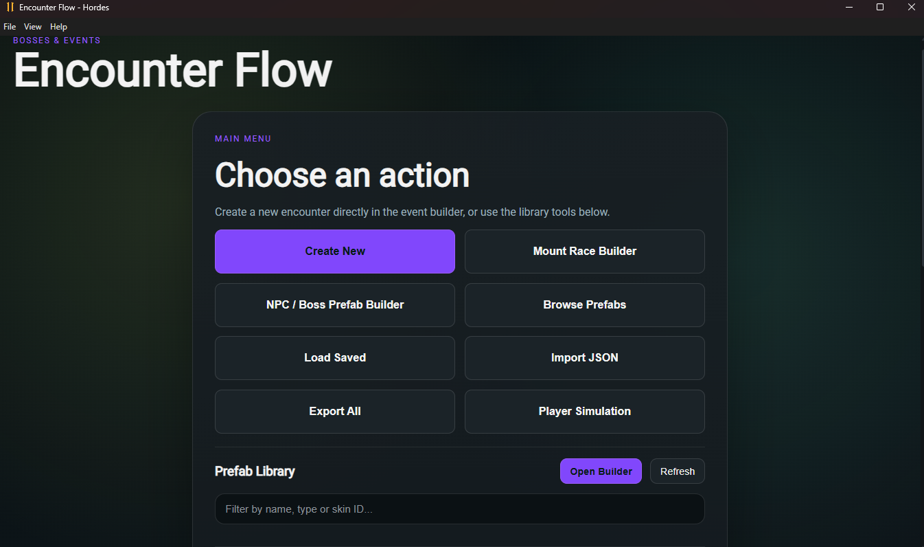 Encounter Flow main menu